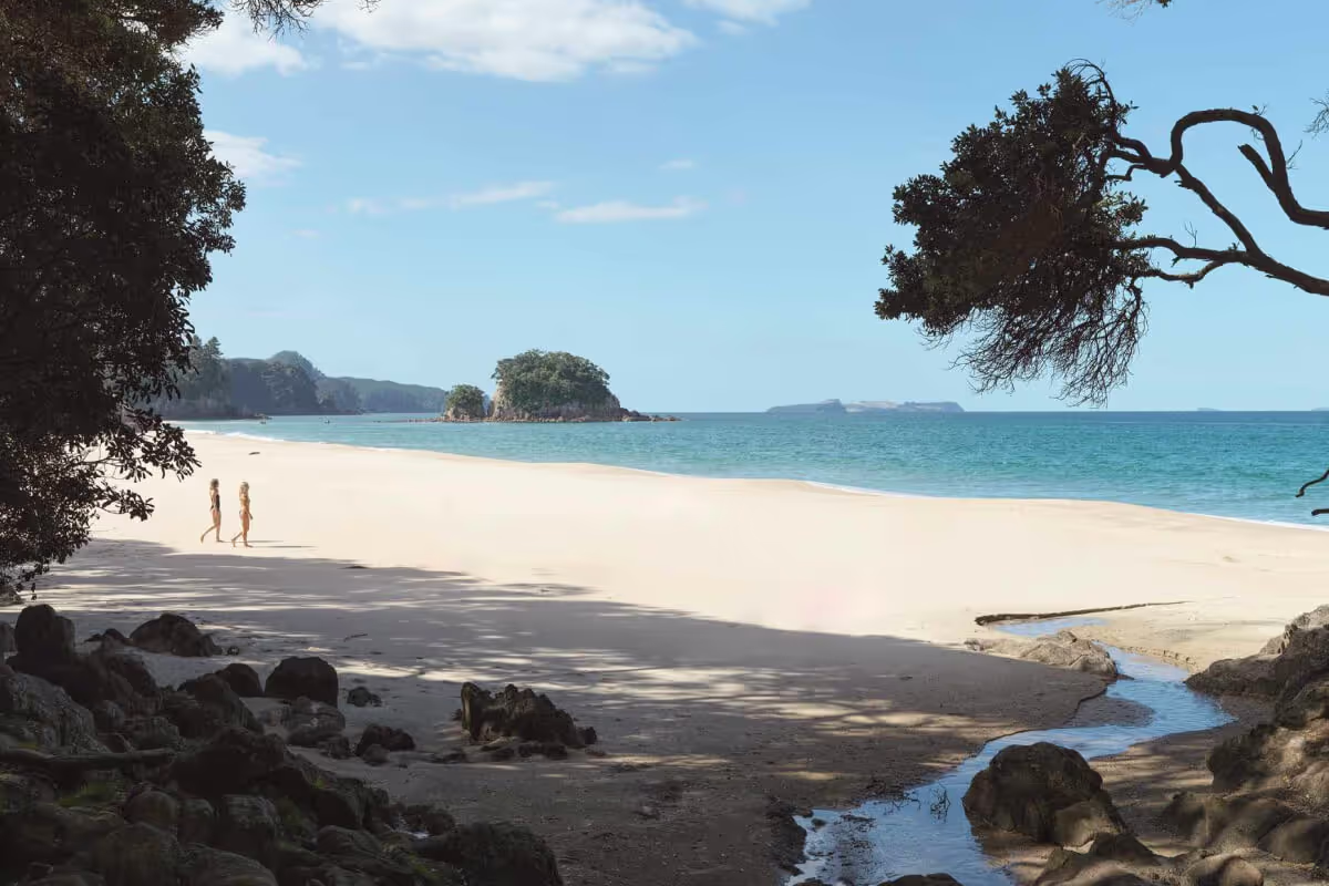 Private white-sand beach and turquoise water
